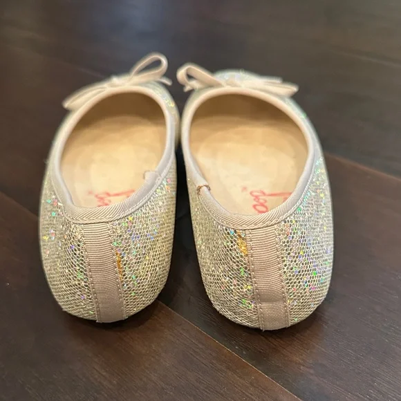 Girls Jellypop Sparkle Gold Flats - Picture 4 of 6